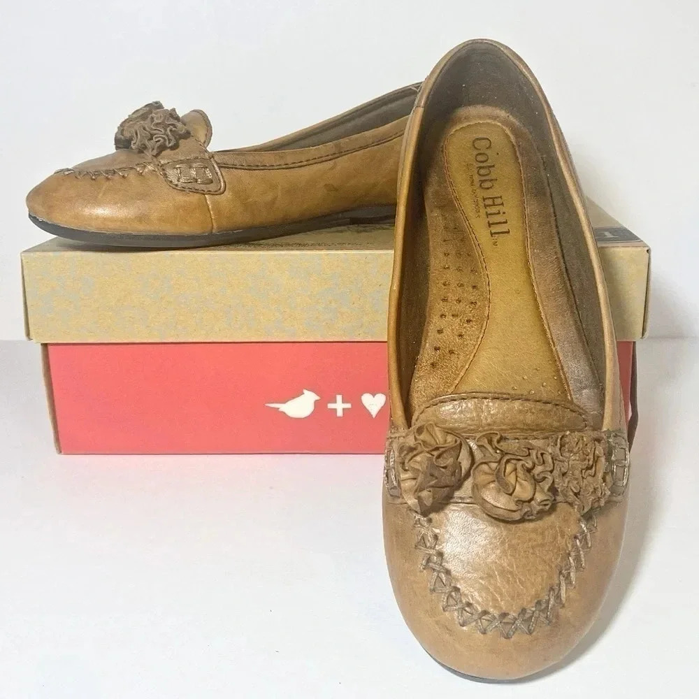 Cobb Hill by New Balance Women 7M Brown Leather Elaine Slip On Loafer Shoe
